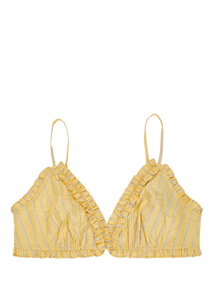 Yellow Striped Ruffled Bra