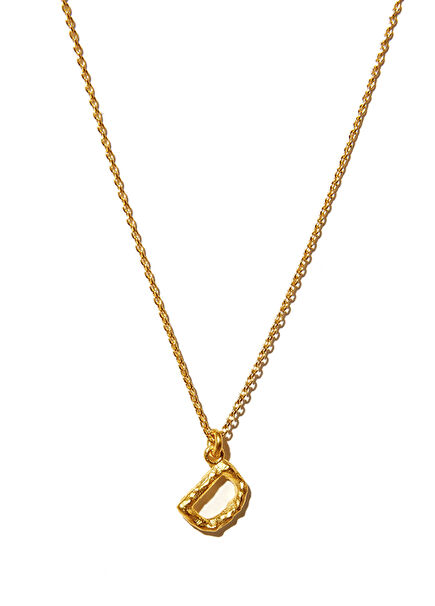 Alphabet Pendant Letter Medium D Detailed 14 Karat Gold Women's Earring