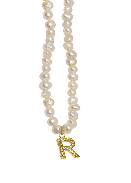 Mono Sand Pearl Detailed 'R' Letter Women‚Äôs Silv