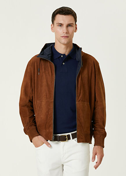 Kahverengi Lacivert Çift Taraflı Süet Mont