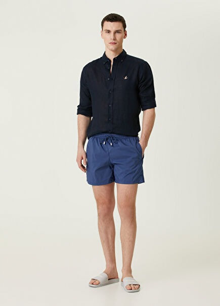 Navy Blue Swimsuit With Cord Waist