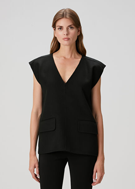 Cilia Black Wool Blouse