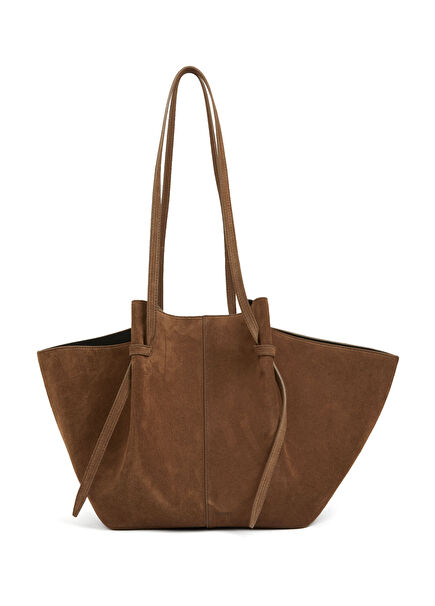 Mochi Large Coffee Women's Suede Shopping Bag