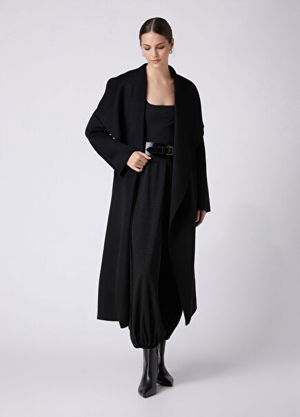 Black Belted Wool Coat