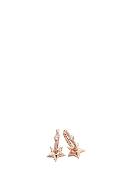 Mini Taşlı Yıldız Rose Gold Kadın Küpe