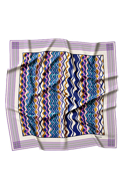 Rhythm Wave Twill Desenli İpek Kadın Eşarp 