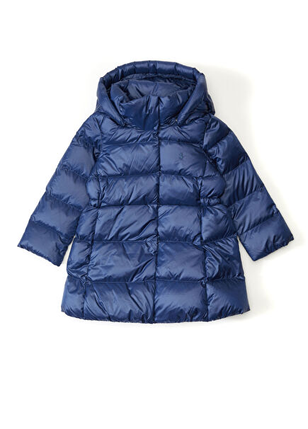 Navy Blue Quilted Girls Puff Coat