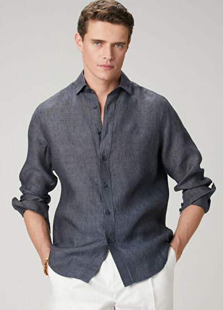 Comfort Fit Italian Collar Delave Linen Shirt