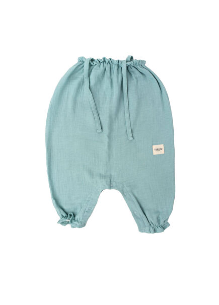 Mint Muslin Baby Girl Balloon Jumpsuit with Rope Strap