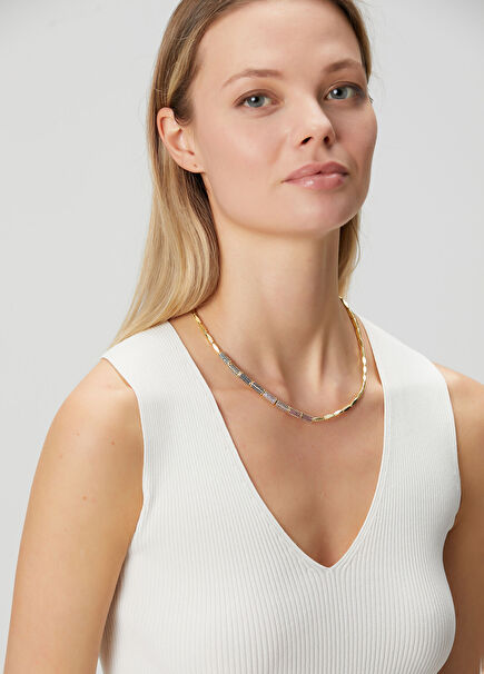 Gold Stones Women's Thin Necklace