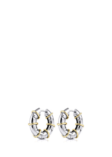 Boron Mini Hoop Rhodium Plated Women's Earrings