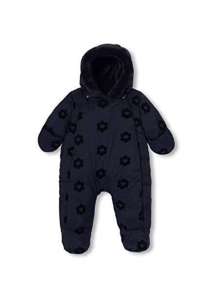 Lacivert Baskılı Kız Bebek Astronot Mont