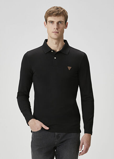 Oliver Siyah Polo Yaka Sweatshirt