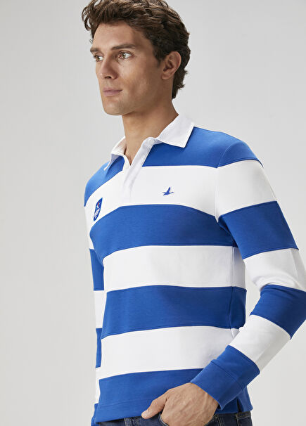 x Anadolu Efes Mavi Beyaz Polo Sweatshirt