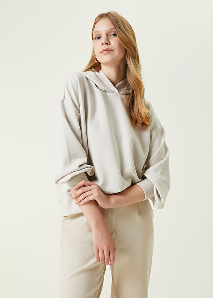 Antrasit Kapüşonlu Modal Kumaş Sweatshirt