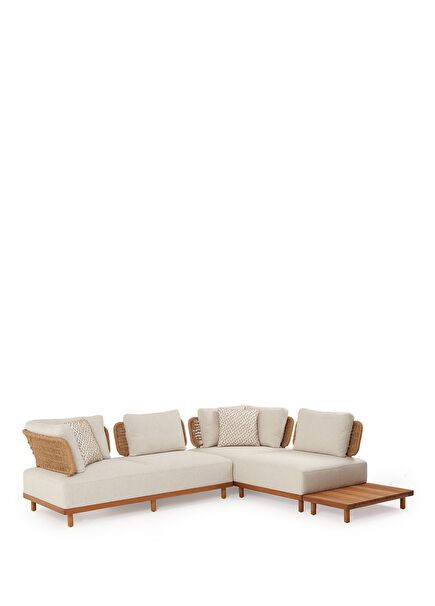 Avend Ekru Iroko Sehpalı L Bahçe Köşe Kanepesi