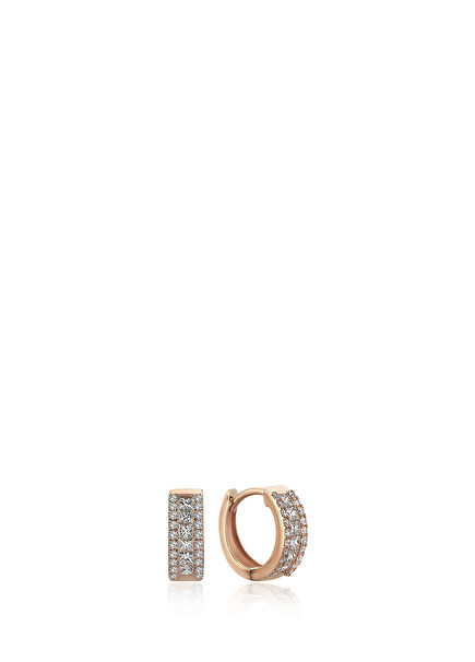 14K Rose Gold Women's Hoop Earrings with Halo Diamonds
