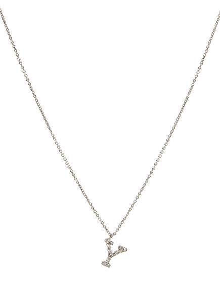 Silver Women's Gold Necklace with Letter Y
