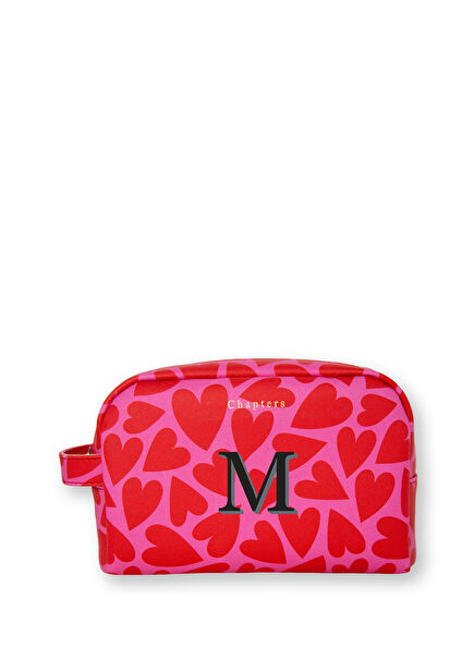 Pink&Red Hearts M Harfli Kadın Seyahat Çantası