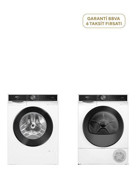 WG64K2Z0TR 12 Program A Energy Class 1400 RPM Washing Machine 11 kg + WQ52K200TR iQ500 Heat Pump Tumble Dryer 10 kg