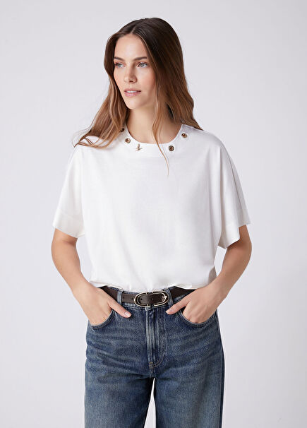 Off-White Eyelet Detailed T-Shirt