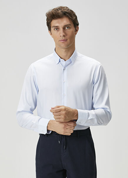 Comfort Fit Açık Mavi Non-iron Gömlek