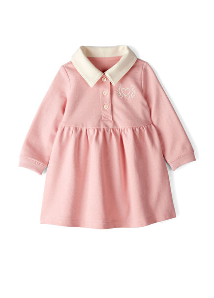 Pembe Uzun Kollu Kız Bebek Elbise