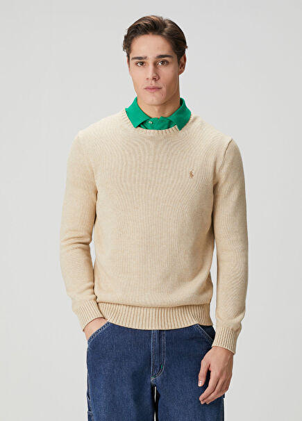 Kahverengi Logo Nakışlı Kazak