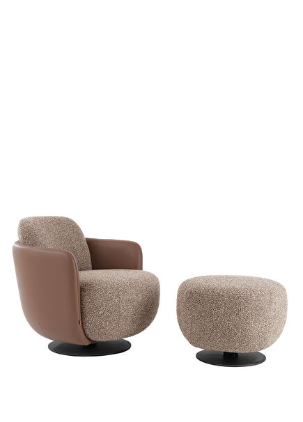 Kubeb Sütlü Kahve Puflu Berjer Takımı