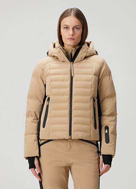 Bond Beige Hooded Ski Jacket