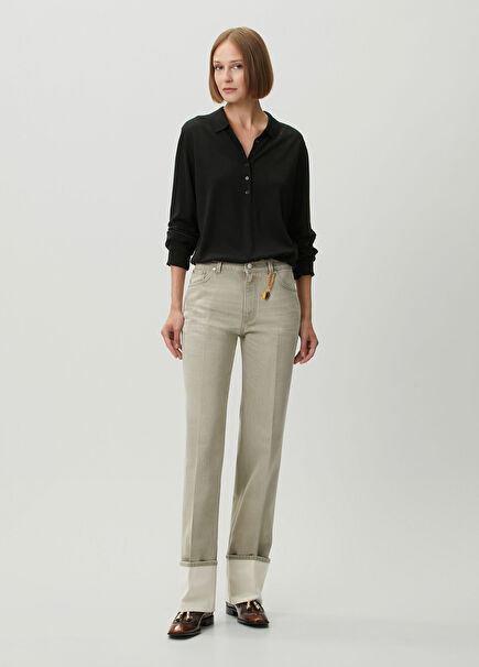 Gri Straight Leg Jean Pantolon