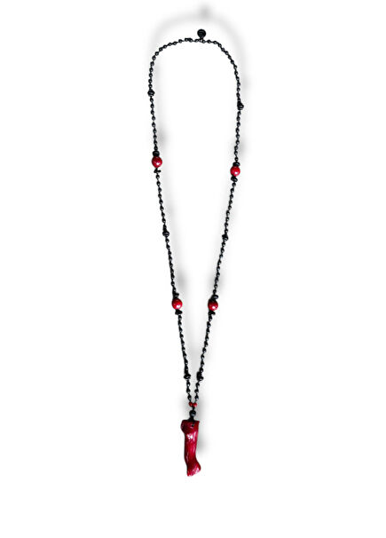 Kırmızı Mercan Lav Taşı Unisex Kolye