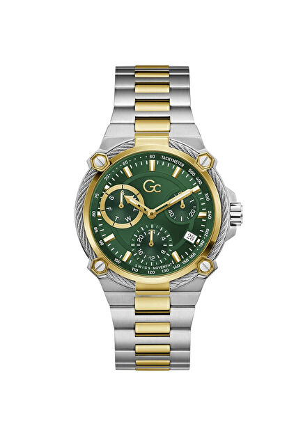 GCY24022G9M Altın Rengi Metalik Gri Çelik Erkek Kol Saati