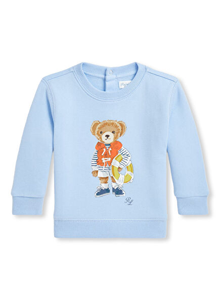 Blue Teddy Bear Printeded Baby Sweatshirt