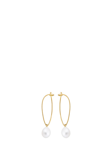 Leaf Scroll Pearl 18K Yellow Gold Women's Earrings