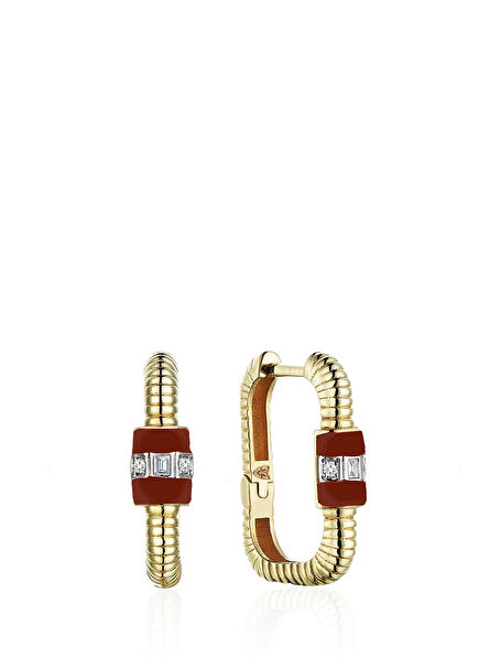 Vibe Black Burgundy Diamond Women's Gold Earrings