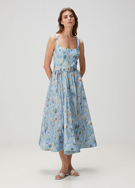 Ciena Blue Floral Midi Dress