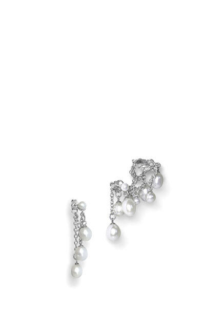 Teaa 925 Sterling Silver Rhodium Plated Women's Pearl Earrings