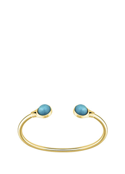 Cabochon Blue Opalescent 18 Ayar Altın Kaplama Kristal Esnek Unisex Bileklik 