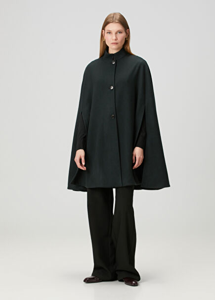 Koyu Yeşil Kaşmir Pelerin