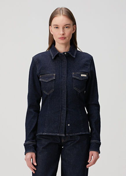 Lean Navy Blue Denim Shirt