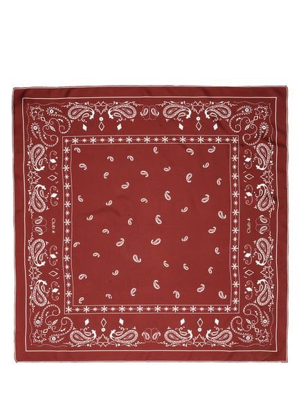 Bordo Şal Desenli İpek Eşarp