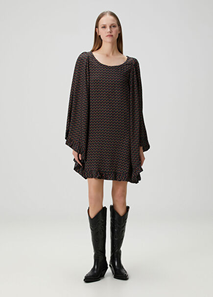 Niamh Lacivert Çiçekli Mini Elbise