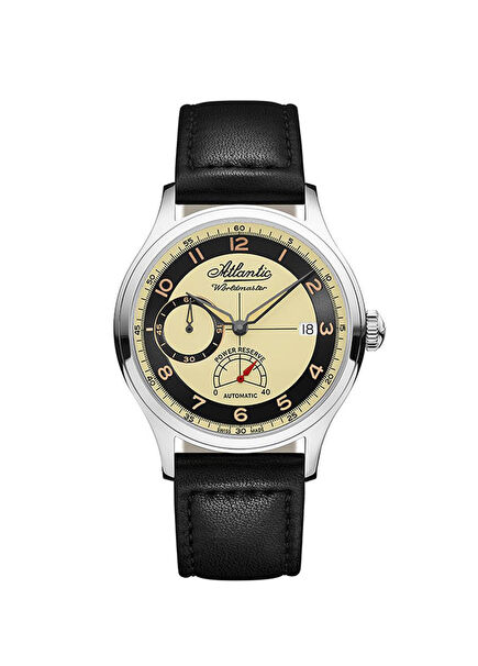 Worldmaster Orıginal Power Reserve Black Leather Men's Wristwatch