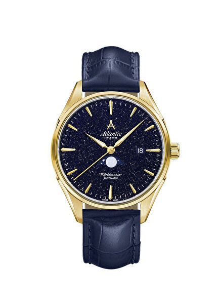 Worldmaster Moonphase Nightsky 52783.45.91 Navy Blue Leather Men's Wristwatch