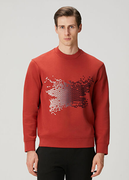 Red Logo Printed Sweatshirt