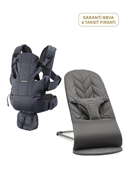 Bliss Petal Woven 0-13 kg Baby Carrier and Move 3D Mesh Anthracite Kangaroo Set of 2