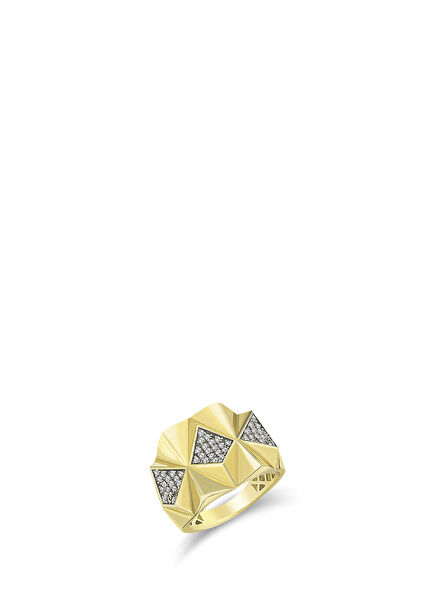 Galaxy Women Ring with Asymmetrical Triangle Diamonds