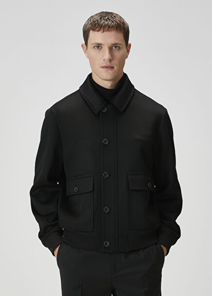 Siyah Yün Bomber Mont