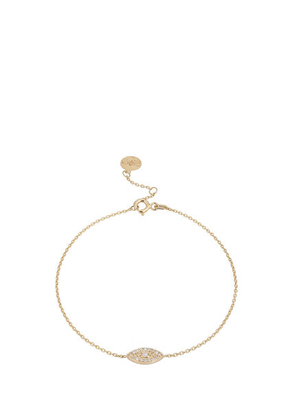 Göz Pırlanta Taşlı 14 Ayar Altın Unisex Bileklik